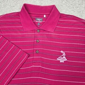 Pinehurst Golf Polo Shirt Mens L Red Striped Short Sleeve Performance